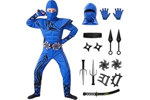 Spooktacular Creations Uderzający niebieski kostium ninja dla dziecka, skradający się, kostium na Halloween, dla dzieci, strój Kung Fu