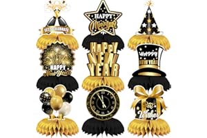 9 Stück Neujahr Party Tischdekorationen, LMSHOWOWO Frohes Neues Jahr Bienenwabe Mittelstücke Tischdekorationen, 2025 Neujahr Honigwabe Party Tischaufsätze für Silvester Deko 2025 Neujahr Party Zubehör