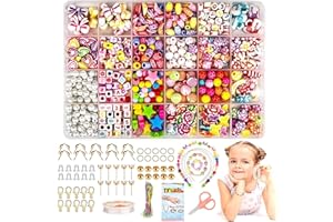 QUNKUN Perły do nawlekania, koraliki do nawlekania, dla dzieci, 24 rodzaje kolorowych koralików, zestaw biżuterii dla dziewcząt, dzieci, zestaw koralików dla dziewczynek