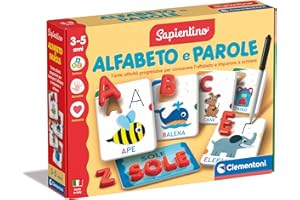 Clementoni Sapientino - Alfabeto e Parole, Gioco Educativo Bambini 3-5 Anni per Imparare Lettere e Parole Scrivendo con Il Metodo Ricalco di Tessere in Cartone, Made in Italy, Lingua Italiana, 16873