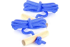 COM-FOUR® 2X Laisse de Luge Premium avec poignée en Bois, Accessoires de Luge Extra forts Corde de Traction pour Luge, Made in Germany !