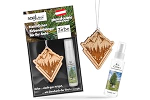 ‎SAGL.TIROL sagl.tirol Auto Duft aus Zirben Holz [100% Bio] inkl. Zirben Raum Parfüm 5ml I verschiedene Motive I natürlicher Auto Duftbaum I Auto Duft Innenraum I Auto Lufterfrischer I Autoduft I Berge Natur