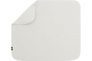 S&T INC. Absorbent, Reversible Microfiber Dish Drying Mat for Kitchen, 16 Inch x 18 Inch, Cream
