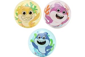 Toyland® Packung mit 3 Baby Shark 8 cm Leucht- und Schüttelbällen – Baby Shark Babyspielzeug – sensorisches Spielzeug für Kleinkinder – Geeignet ab der Geburt