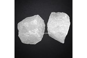 Sphatik Clear Quartz Crystal Healing Rough Stone, Natural Raw Crystals for Manifestation, Meditation and Reiki Healing (2 Pie