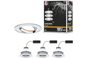 ‎PAULMANN Paulmann 93684 Nova Plus LED Einbauleuchte 3er Set rund schwenkbar 3x6W IP65 dimmbar Einbaustrahler Chrom Spot Aluminium Einbaulampe 2700K