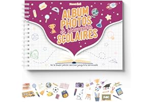YEMMA SHELL Album photo de classe et souvenirs scolaires de la maternelle au lycée (Violet) -77 pages - Stickers Offerts