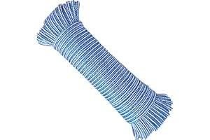 GOPEU Cuerda Tendedero Exterior. Cordón de Polipropileno Alta tenacidad Trenzado, 4,5MM * 25M, Hecho en España, para Toldos, Camping, pancartas, Bricolaje. Azul y Blanco
