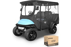 ‎10L0L 10L0L 4 Passagier-Golfwagen Fahrgehäuse für Club Car Precedent/Onward/Tempo mit verlängertem Dach 240 cm, 4-seitiges klares Fenster, 600D Regenschutz, Allwetter, winddicht, wasserdicht, schwarz