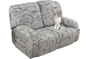 Jaotto Copridivano Relax 2 Posti Reclinabile, Fodere Copripoltrona Relax 1 Posto Universale con Tasche, 6-Pezzi Copridivano Fantasia Lavabile, Coperture per Divano da Massaggio,Grigio Stile