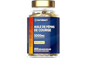 HORBÄACH Huile de Pépin de Courge 3000mg | Pumpkin Seed Oil | 200 gélules | Huile de Graines de Citrouille | Pressé à froid et extra vierge | Horbaach