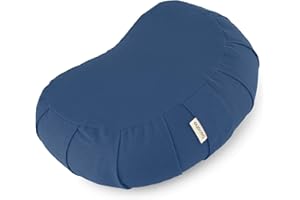 basaho Poduszka do medytacji CRESCENT Zafu | Bawełna organiczna | Z Łuską Gryki | Zdejmowana poszewka nadająca się do prania