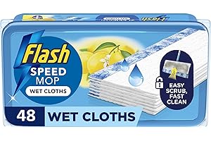 Flash Speedmop Wet Floor Cleaning Wipes, 48 Cloths (24x2), Antibac Lemon Multi-Surface, Trap & Lock Daily Dirt, Grease & Grime Without Getting Down On Your Knees