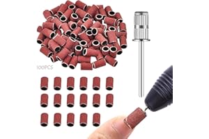 TYVOM 100 Pcs Sanding Bands for Nail Drill Polishing Nail Drill Bits for Cuticle Removal and Smoothening Nails Reshaping Nail Tips for Manicurists Woman and DIY Nail Art Enthusiasts