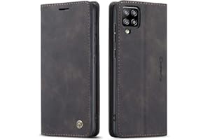 QUQUCHENG123 Ququcheng Schutzhülle kompatibel mit Samsung Galaxy A42 5G, Flip-Case aus Leder, mit Magnetverschluss, Schwarz
