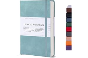 ‎BEECHMORE BOOKS Beechmore Books Notizbuch liniert - A5, Teal I Premium Hardcover Journal Buch aus veganem Leder, 120gsm creme Papier, inkl Geschenkbox, für Schriftsteller, Journalisten, Meetings & Studenten