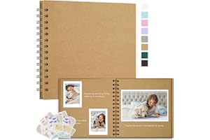 Remowith Fotoalbum Zum Selbstgestalten 18x18 cm DIY Fotobuch Kraftpapier Erinnerungsbuch für Hochzeiten 40 Seiten Album für Baby Familie Valentinstag Geburtstag Jahrestag Geschenk Khaki