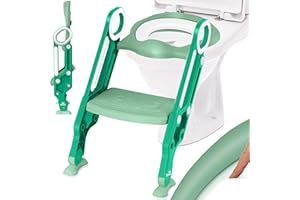 KIDIZ® Children's Toilet Seat Toilet Trainer with Stairs and Handles Foldable Children's Toilet Seat Potty Trainer Learning Potty Comfortable Cushion and Wide Levels Toilet Stairs Height Adjustable G
