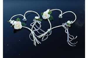 AUTO-SCHMUCK SO EINFACH SO KREATIV Autoschmuck Décoration de voiture de mariage avec 2 cœurs réalisés à partir de roses et de rotin (Citron 2)