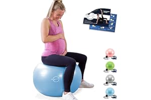 ‎VITALWORXX VITALWORXX Gymnastikball für Schwangere, extrem stabil, Sitzball Yogaball Pezziball mit Pumpe, mit Übungen für Schwangerschaft, Geburt, Gesundheit,