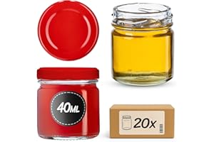 KADAX Weckbräser 40 ml, barattolo di mini muratore, bicchieri di spezie con coperchio a vite, vetro autunnale, vetro di prova, barattoli di marmellata, mini barattoli da miele, occhiali rotondi
