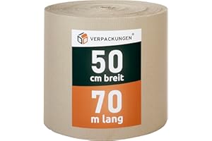 BB-Verpackungen Papier ondulé en rouleau 0,5 x 70 m (papier ondulé, carton ondulé, matériau de remplissage, 100 % recyclable, l’idéal pour les expéditions, les déménagements et les couvertures de protection)