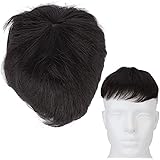Parrucca corta da uomo, parrucca uomo corta, parrucca uomo capelli veri adesiva, topper per capelli per la perdita dell'attac