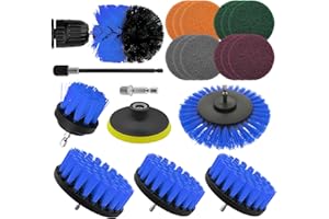 Gemtte Lot de 20 brosses pour perceuse - Avec brosses de forage - 2''/ 3.5''/ 4''/ 5'', Brosse de nettoyage pour jantes, Power Scrubber Kit pour carrelage de salle de bain, piscine et voiture (bleu)