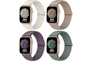 CCnutri Elastisches Nylon Loop Armband Kompatibel mit Apple Watch 38mm 40mm 41mm 42mm 44mm 45mm 49mm, Stoff Geflochtenes Sport Band Damen Herren für iWatch Ultra SE Series 8 7 6 5 4 3 2 1, 4 Stück