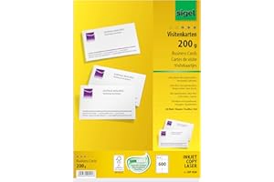 SIGEL DP939 600 Cartes de visite imprimables et prédécoupées, 8,5 x 5,5 cm, 200g/m², blanc
