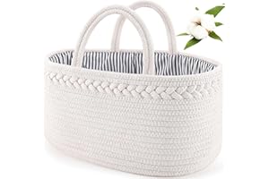 ABenkle Baby blöja Caddy Organizer handgjord bomullsrep barnkammare förvaringsfack för pojkar/flickor, bärbar skötförvaringsk