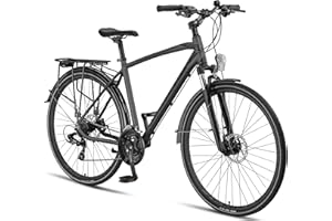 Licorne Bike Vélo de trekking 28″, avec frein à disque en aluminium, 21 vitesses, VTT, vélo cross (pour homme, anthracite)