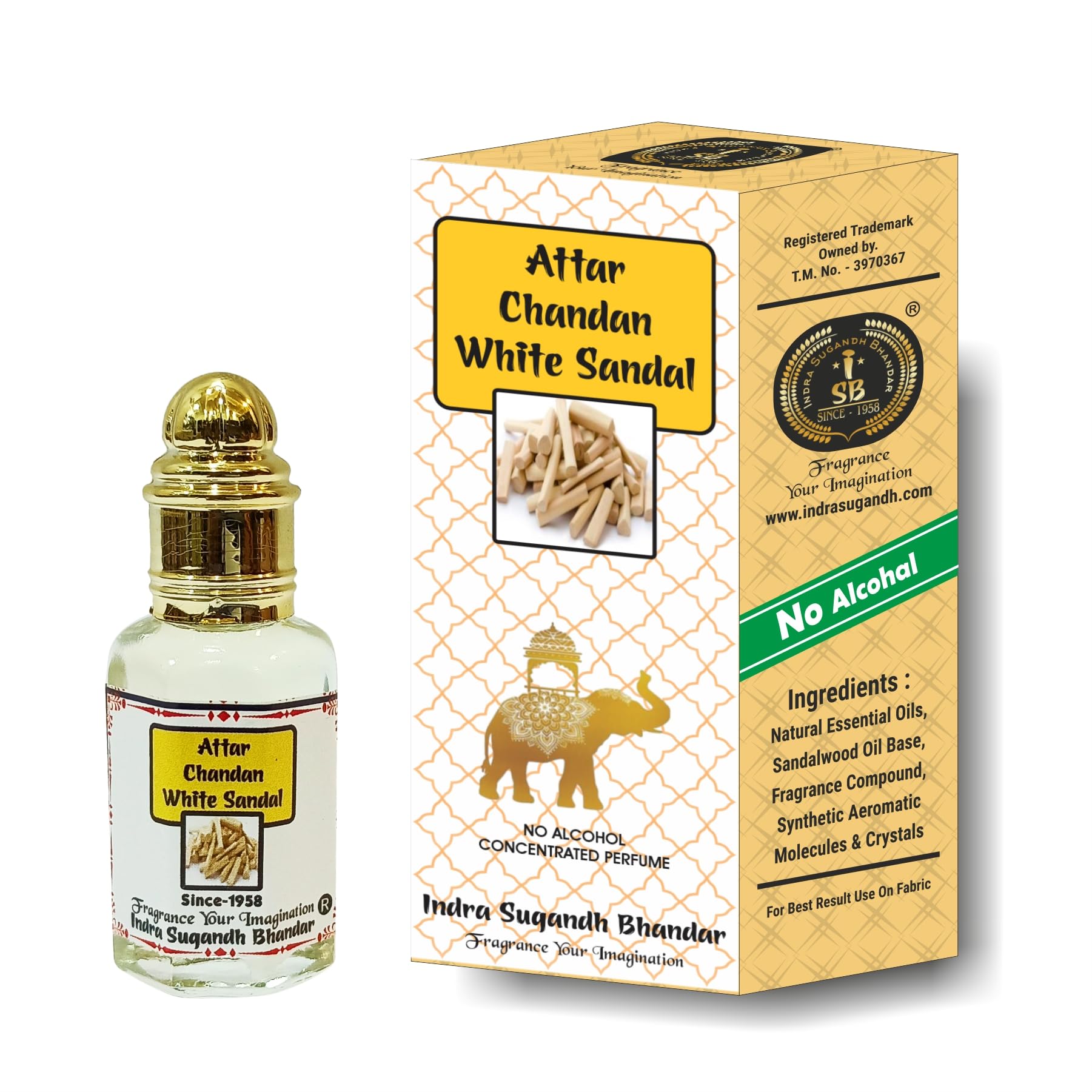 INDRA SUGANDH BHANDAR Attar For Men|Women White Sandal|Chandan 12ml Natural Sandalwood Ittar Long Lasting Fragrance Rollon Pa