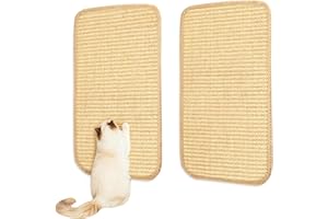 VONSERA Kratzmatte Katze,2 Stück Kratzbretter Katze Wand,Sisal Teppich für Katzen, Selbsthaftender Kratzwand für Katzenz, Sisalteppich Katzen Kratzbrett,50x25cm,Beige