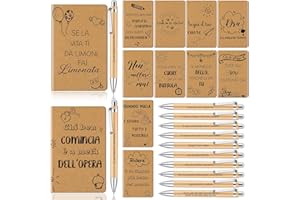 Tenare 12 Set Regalo Motivazionale per Colleghi Insegnanti Quaderni di Ispirazione Italiana 12,4 x 8cm Mini Diario e Penne a Sfera Motivazionali Regali di Ringraziamento di Natale per Ufficio Scuola