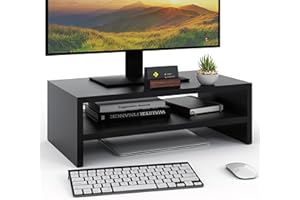 ComfortCove Monitorständer, 2-stufiger Monitorständer, Ständer für Computermonitore, Laptopständer, Computerständer, Druckerständer mit Ablagefach, ideal für Ihr Heimbüro, Schwarz