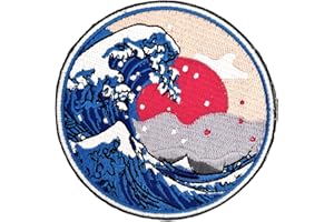 INFANTRYPRO Patch Thermocollant Manga Vague de Kanagawa Ecusson thermocollant Japonais Hokusai Asie qualité patch militaire Repasser ou Coudre Patch Airsoft Patch Biker - Patch velcro voir plus bas