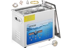 VEVOR Limpiador Ultrasónico Digital 6L, Máquina de Limpieza de Joyas 180 W, Acero Inoxidable SUS 304 Limpiador Ultrasónico Profesional 36 KHz ~ 40 KHz con 3 Transductores Avanzados para Industria
