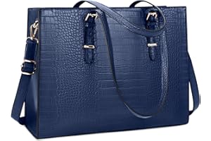 Lubardy Sac Cabas Femmes Sac à Main Grande Capacité PU Cuir Sac Ordinateur 15.6 Pouces Sac de Cours Imperméable Sac Cours Lycee Sac Epaule Bandoulière Affaires Voyage Bleu