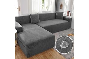 GVFKGD Sofabezug Ecksofa L Form, Weich Jacquard Stoff Schonbezug, Wasserdicht Couchbezug, Kratzfeste Sofahusse Für Katzen Und Hunde, Für Wohnzimmer Anti-Rutsch Atmungsaktive Stretch