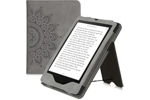 kwmobile Etui kompatybilne z Amazon Kindle Paperwhite (11. generacja - 2021) - pokrowiec ze sztucznej skóry nubukowej z zapięciem magnetycznym, podpórka, pasek na rękę, przegródka na karty - wschodzący słońce szary