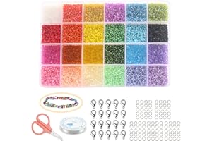 SITENGJUN 24000 pezzi di Kit di Perline di Vetro Colorato, Mini Perle di Vetro Colorate con Scatola di Plastica, per Realizzare Bracciali, Orecchini e Altri Gioielli e Artigianato