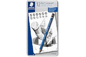 STAEDTLER Mars Lumograph 100 G12, Pack de 12 lápices de dibujo de distinta dureza, Azul