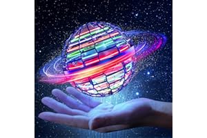 OKKIDY Flying Ball Toy, Hover Ball Flying Orb Hand Controlled Mini Drone Galactic Fidget Fly Spinner Cosmic Globe Boomerang with RGB Light Outdoor Toy Toy For 6 7 8 9 10+ Kids Boy Girl