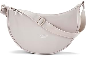 LARKSON Sac Bandoulière Femme Sable - Solveig Medium - Sac à Main Tendance pour Voyage, Shopping, Quotidiens - Sac Banane Tissu - Sacoche Demi-Lune - Imperméable