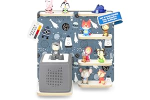 stadtecken Wooden Music Box Shelf - Fits Toniebox & Approx. 40 Tonies | Perfect Storage for Children's Room | Hanging | Expandable (Universe)