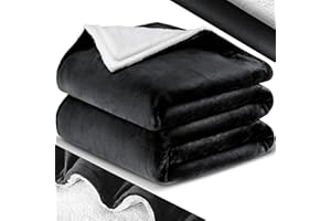 KESSER® Kuscheldecke Flauschige Sherpa Extra Weich & Warm Wohndecke Flanell Fleecedecke, Falten beständig/Anti-verfärben als Couchdecke Sofadecke oder Bettüberwurf, 220 cm x 240 cm (XXL) Schwarz