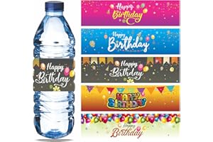 PARTH IMPEX Etichette per bottiglie d'acqua Happy Birthday (confezione da 100) 21,6 x 5,7 cm, adesivi decorativi per feste