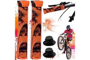 SoundZero 1 Paio Manopole Mtb, Bici Gomma Manopole Manubrio 22mm, Manopole Ergonomiche per Bicicletta in Gomma, Manubrio Antiscivolo Ammortizzata Bici MTB, Manopole per scooter(Nero arancione)