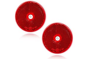DARKGUARD 2xTrailer Rear Reflectors Bolt Screw Round Ø60mm Red Reflectors Screw On for Gate Posts,Caravan Reflector Round for RV Truck Trailer E9-Approved (Red-Round-Bolt Screw-2pcs)